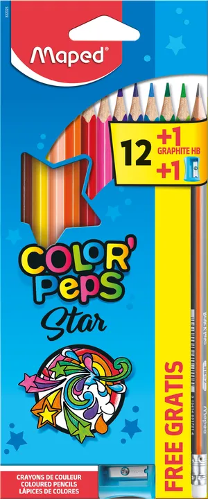 Prece Zīmuļi 12 krāsas + 1HB + asinātājs Maped Attēls