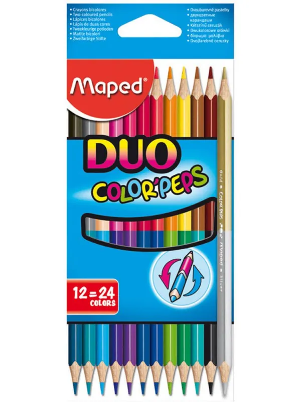 Prece Krāsainie zīmuļi Maped DUO, 24 krāsas Attēls