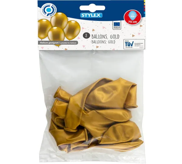 Prece Balons krāsains zelta 8, 75 cm iepak. Attēls