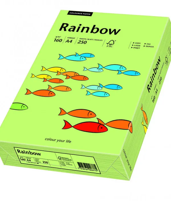 Prece Krāsains papīrs A4 Rainbow 80g, 500lp, Nr.74 spilgti zaļa Attēls