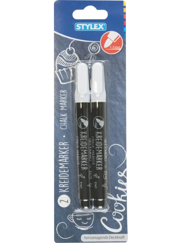 Prece Marķieri krīta 1-3mm, 2gab. balts Attēls