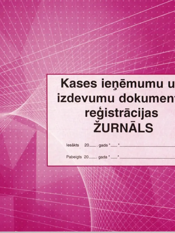 Prece Kases ieņēmuma un izdevumu dokumentu reģistrācijas žurnāls Attēls
