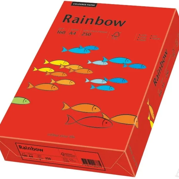 Prece Krāsains papīrs A4 Rainbow 160g, 250lp, Nr.28 intensive red Attēls