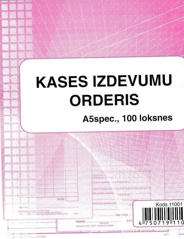 Prece Kases izdevumu orderis A5/100lp. sark. izdruka Attēls