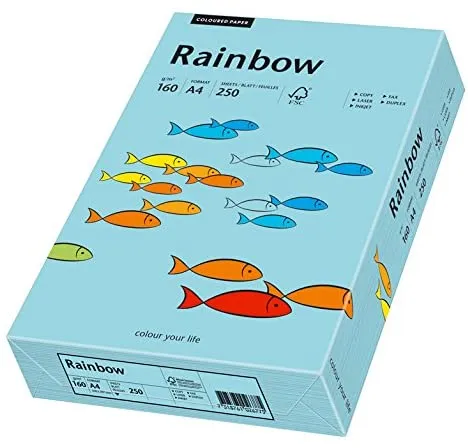 Prece Krāsains papīrs A4 Rainbow 160g, 250lp, Nr.84 (medium blue) Attēls