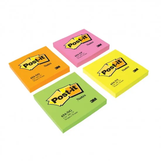 Prece Līmlapiņas 76x76mm 100lp 3M Post-it 654-NY dzeltenas Attēls