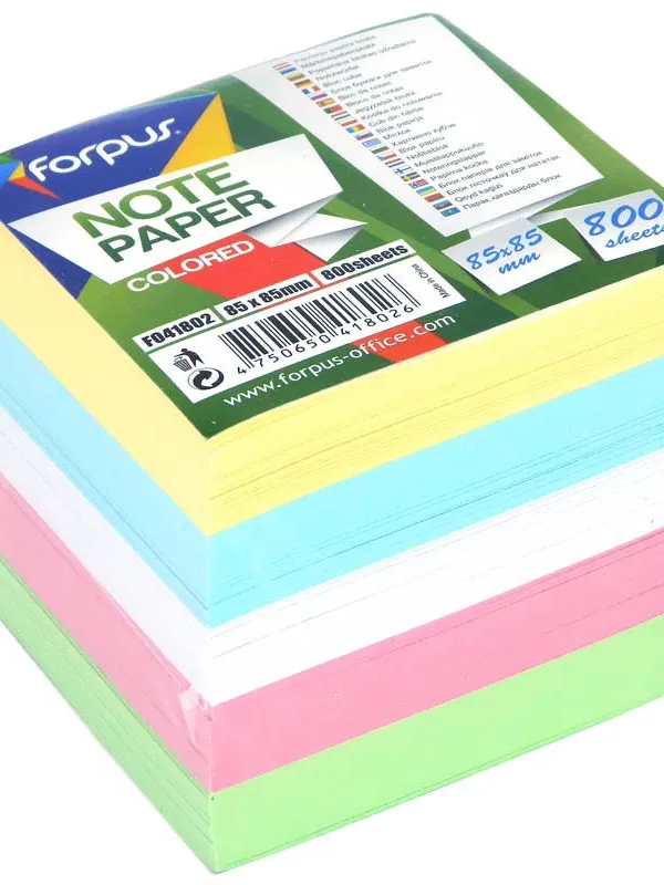 Prece Papīrs piezīmju 85x85mm 800lp Forpus krāsains rezerve Attēls