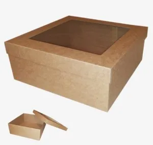 Prece Gofrēta kartona kaste ar logu un vāku 250x250x100 mm Attēls