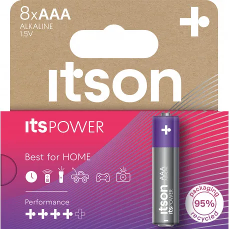 Prece Baterija Alkaline LR03IPO/8HH 1.5V 8gab. AAA itson Attēls