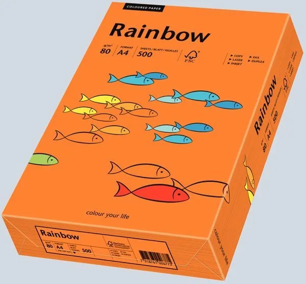 Prece Krāsains papīrs A4 Rainbow 80g, 500lp, Nr.26 intensive orange Attēls