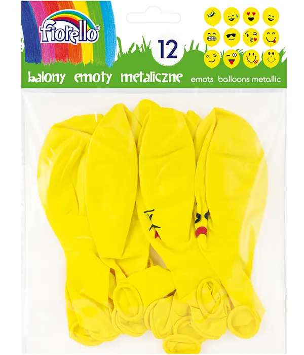 Prece Balonu komplekts Fiorello Metallic Emots 12 gab. Attēls