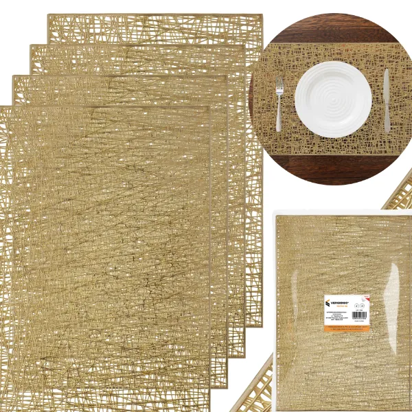 Prece Paklājiņš galda PVC 30 x45 cm iepak.4 gab. zelta krāsa Attēls
