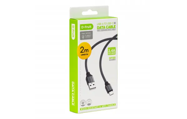 Prece Kabelis D-Fruit USB-A-USB-C, 2m, pelēks, DF120 Attēls