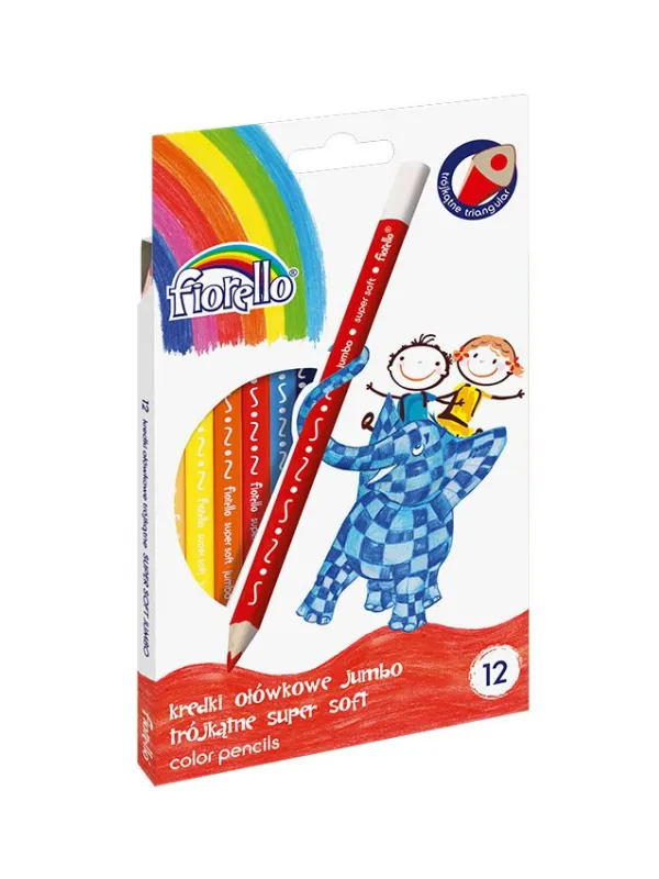 Prece Krāsainie zīmuļi Fiorello JUMBO Super Soft, 12 krāsas Attēls