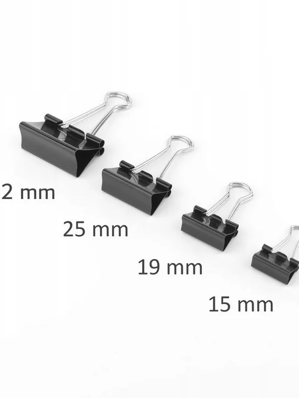 Prece Klipsis papīram 19mm melns 12gab Attēls