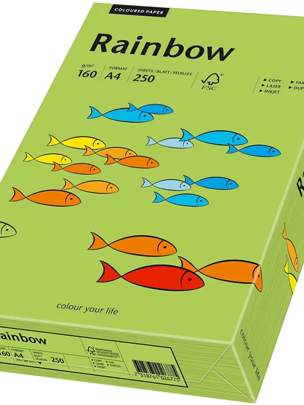 Prece Krāsains papīrs A4 Rainbow 160g, 250lp, Nr.76 (green) Attēls