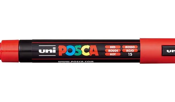 Prece Marķieris uz ūdens bāzes uni POSCA PC-5M, sarkans (15) Attēls