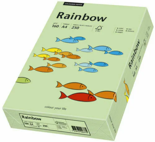 Prece Krāsains papīrs A4 Rainbow 160g, 250lp, Nr.75 medium green Attēls