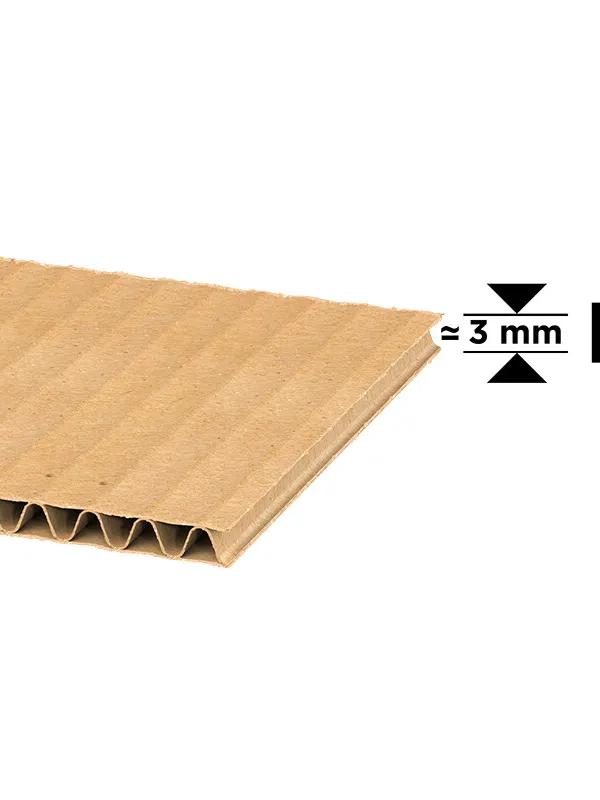 Prece Gofrēts kartons 1200x800mm, B flute, brūna/brūna, 3mm Attēls