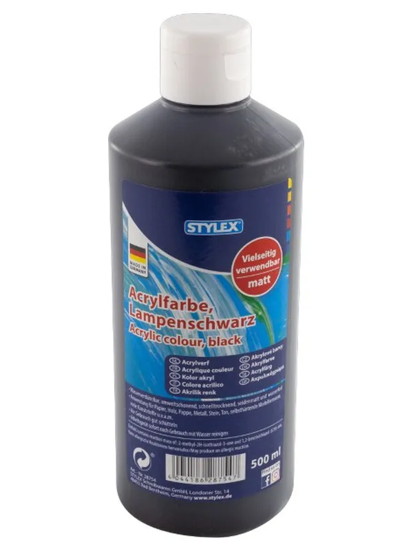 Prece Akrila krāsa STYLEX 500ml. melna Attēls