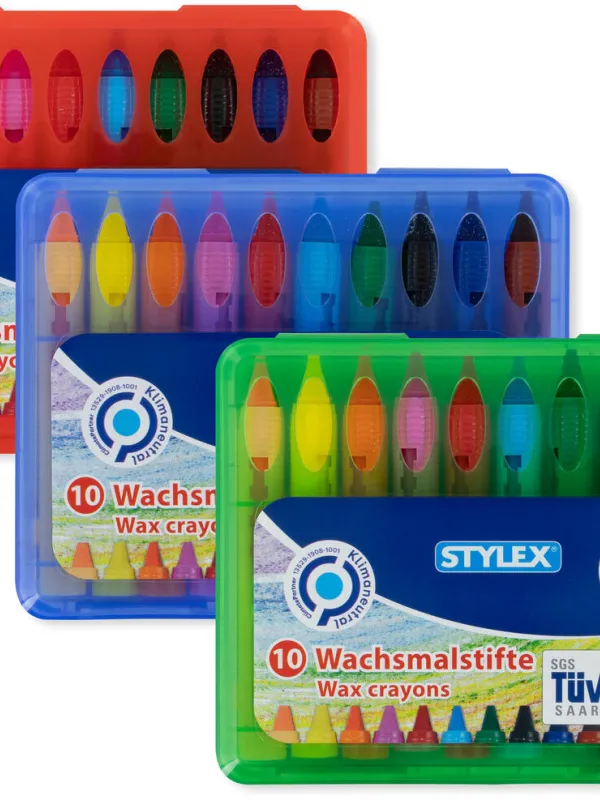 Prece Krītiņi vaska 10 krāsas plastikāta kastīte Attēls