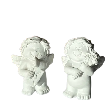 Prece Dekors Eņģelis 4x5x3cm ar ziediem/vēstuli Attēls