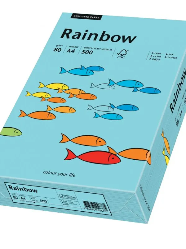 Prece Krāsains papīrs A4 Rainbow 160g, 250lp, Nr.87 (blue) Attēls