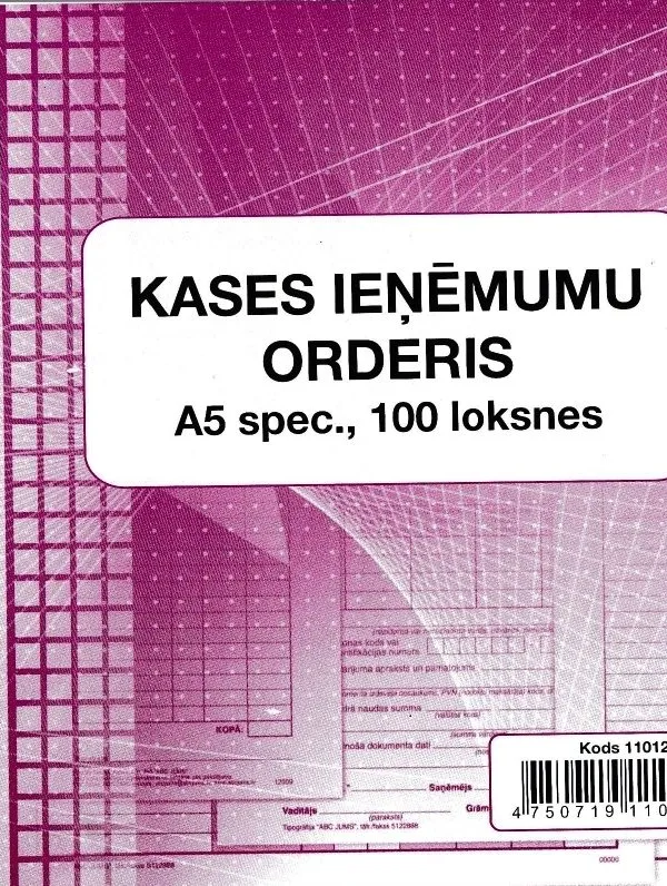 Prece Kases ieņemuma orderis mazais A5 100 loksnes Attēls
