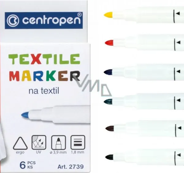 Prece Marķieri tekstilam 1.8 mm kompl. 6gab Centropen Attēls