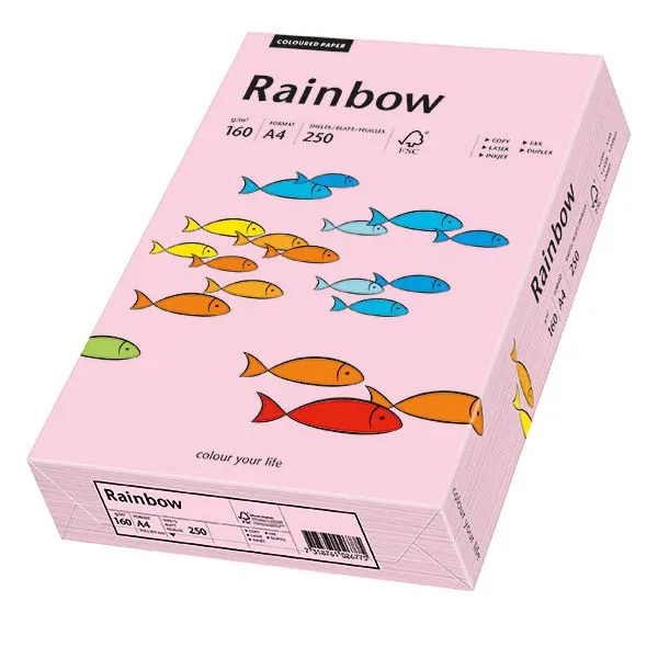Prece Krāsains papīrs A4 Rainbow 160g, 250lp, Nr.54 light pink Attēls