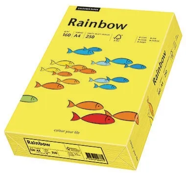 Prece Krāsains papīrs A4 Rainbow 160g, 250lp, Nr.14 medium yellow Attēls