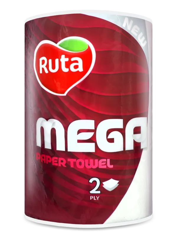 Prece Papīra dvieļi "Ruta" Mega, 2-slāņu, balts Attēls